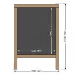 Черна дъска 600 x 1000 мм и място за писане 530 x 665 мм двустранна тротоарна с дървена рамка 35 мм кафява